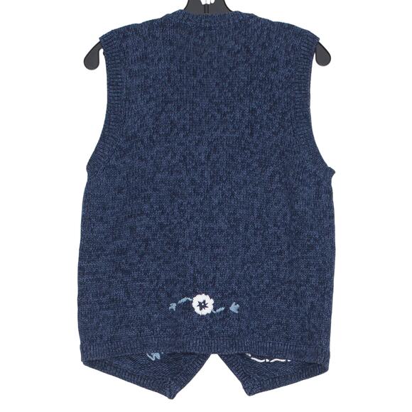 Vintage Sweater Vest Floral Paisley Cottage Dark Academia Boho Farm Blue Large - Picture 4 of 5